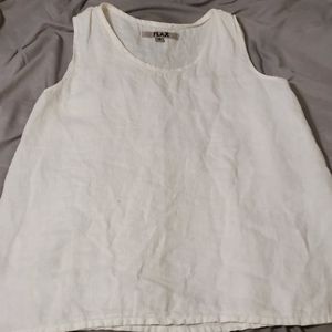 White/cream Flax Linen sleeveless shirt szS